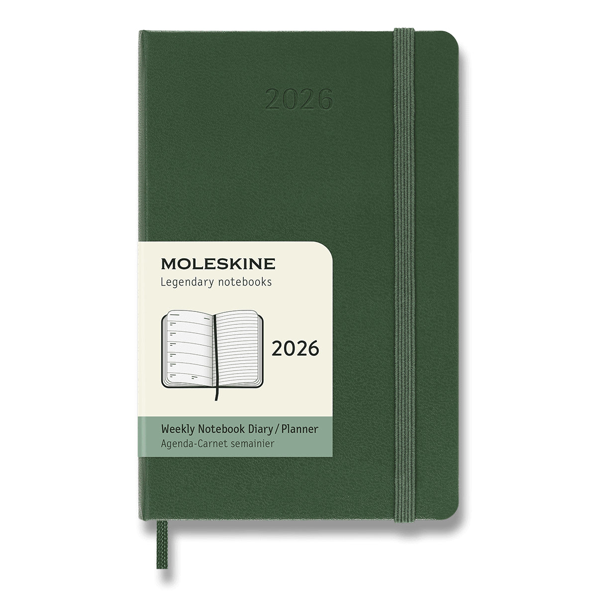 Diář Moleskine 2026 - tvrdé desky S týdenní tmavě zelený