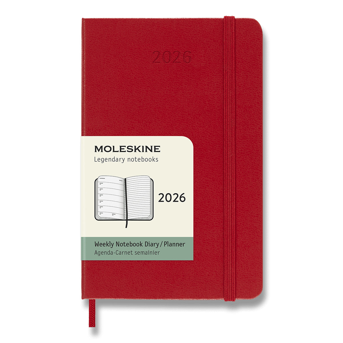 Diář Moleskine 2026 - tvrdé desky S týdenní červený
