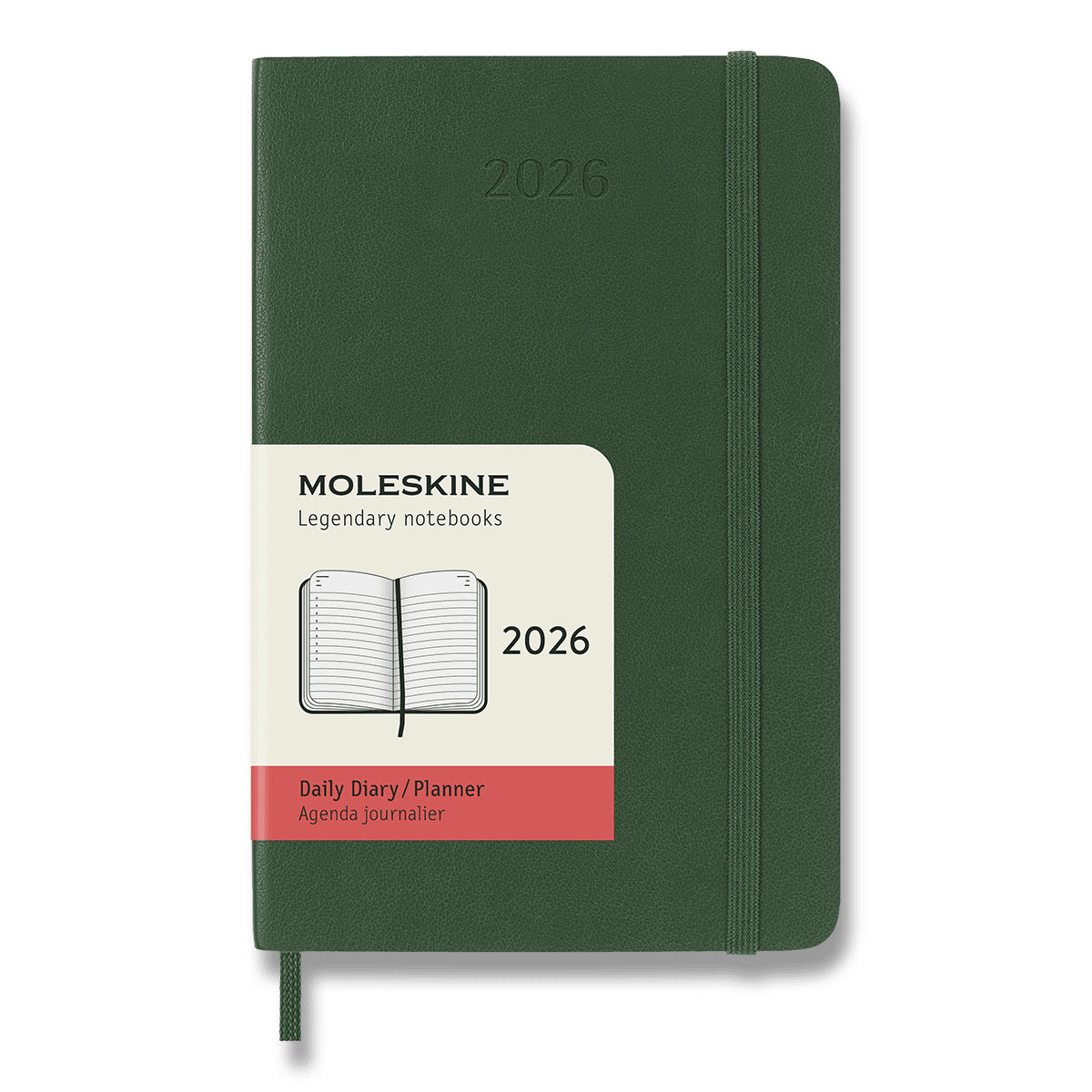 Diář Moleskine 2026 - měkké desky S denní tmavě zelený