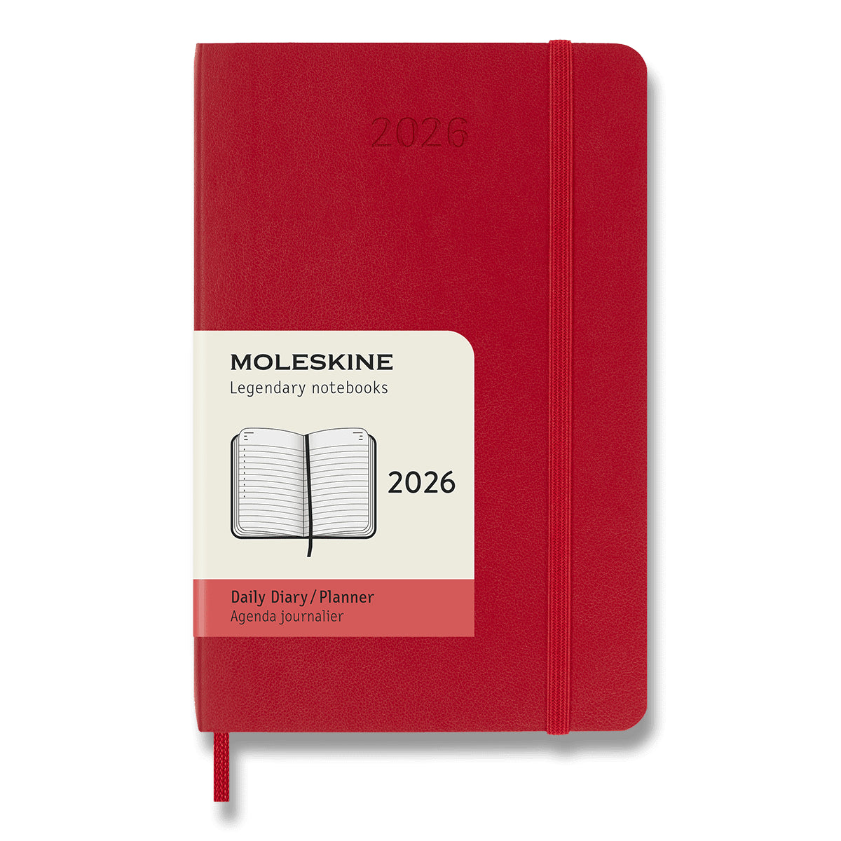 Diář Moleskine 2026 - měkké desky S denní červený