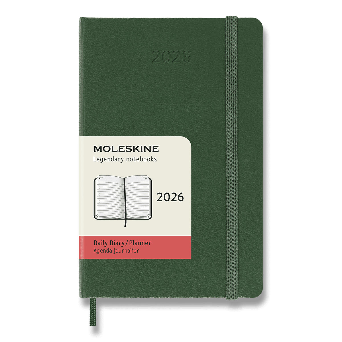 Diář Moleskine 2026 - tvrdé desky S denní tmavě zelený
