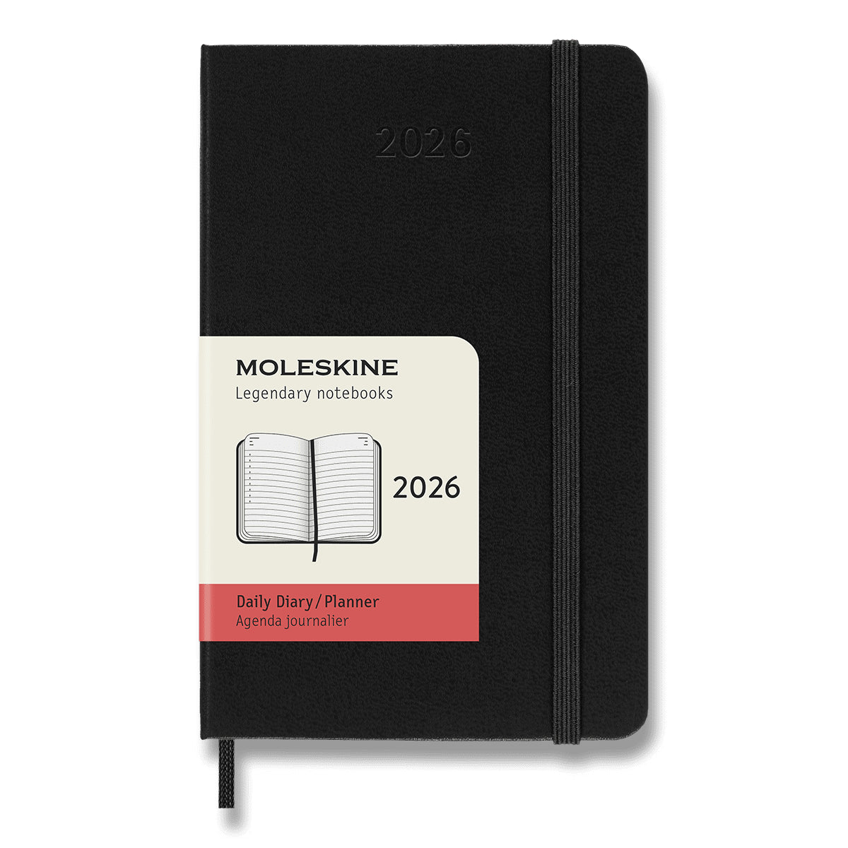 Diář Moleskine 2026 - tvrdé desky S denní černý