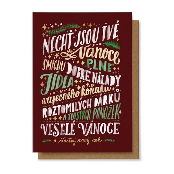 Přání Nechť jsou Tvé Vánoce plné smíchu, dobré nálady, jídla, vaječného koňaku,...
