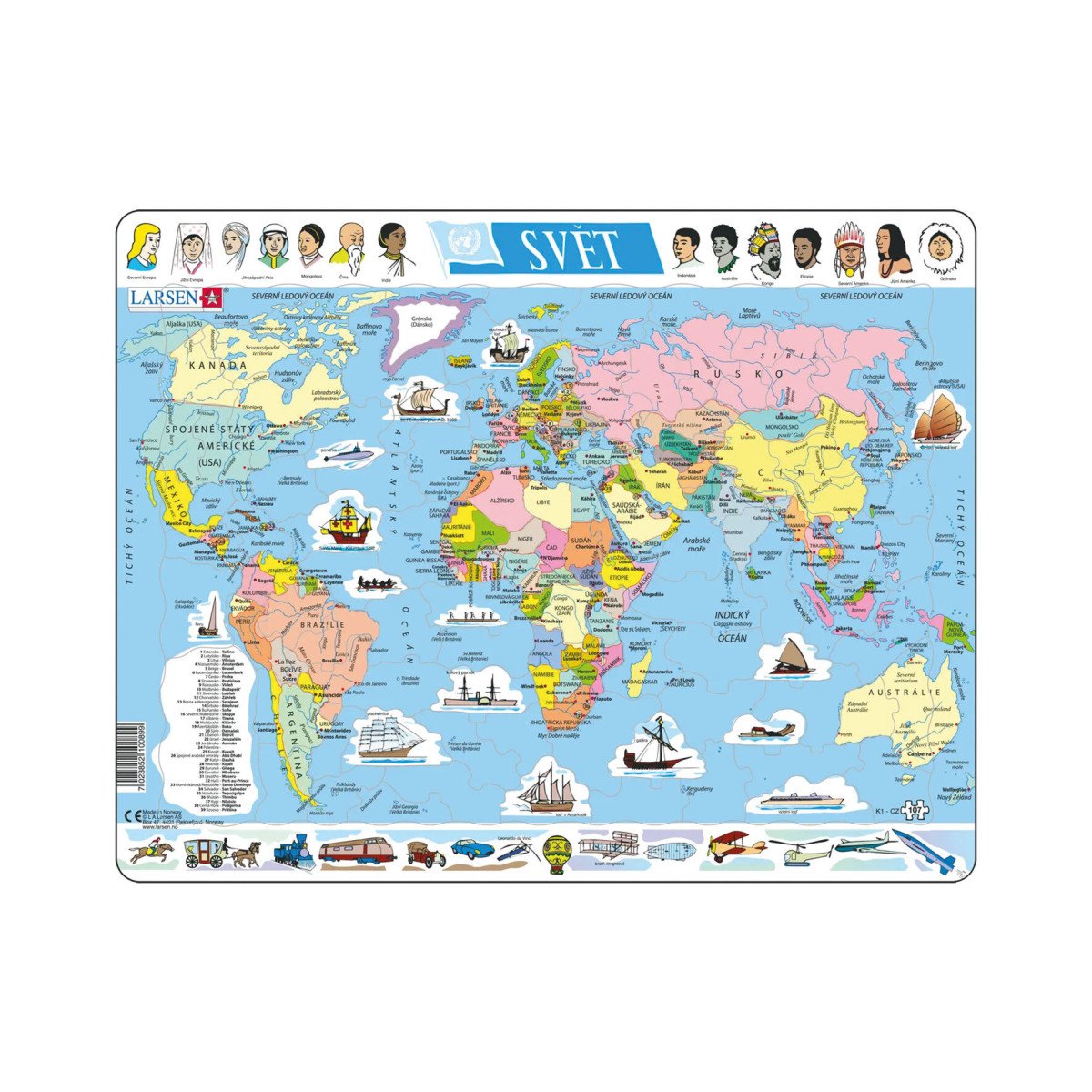 Puzzle Svět Politická mapa 107 dílků