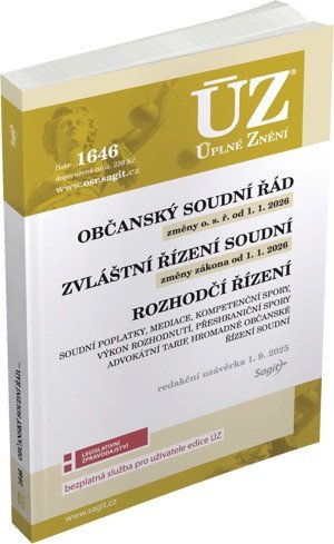 ÚZ 1646 Občanský soudní řád Zvláštní řízení soudní Rozhodčí řízení Soudní poplatky Mediace