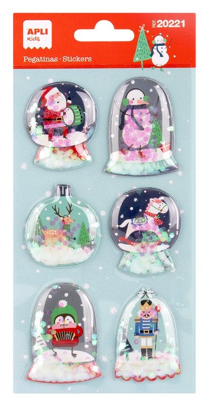 APLI vánoční samolepky - plastické se třpytkami