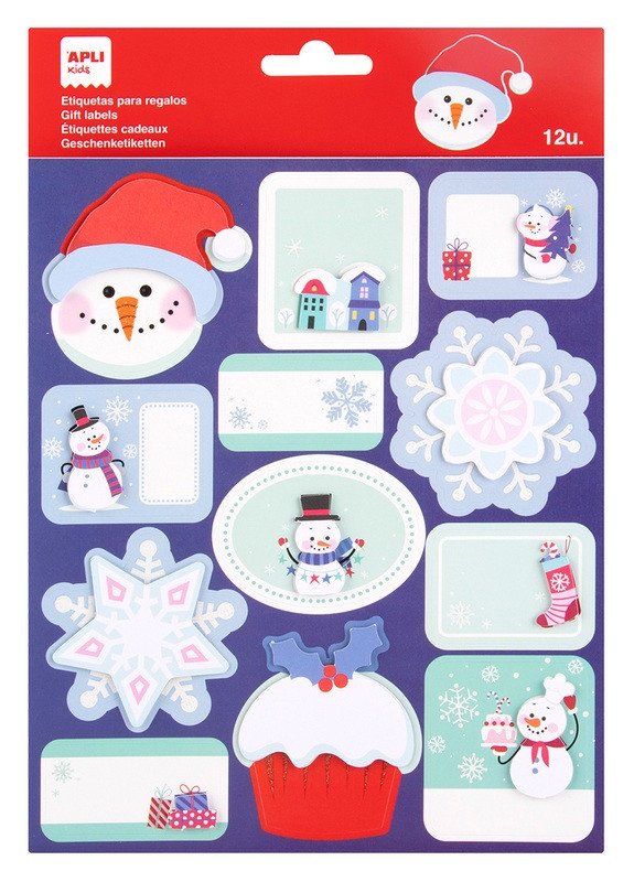 APLI vánoční jmenovky - sněhulák a vločky