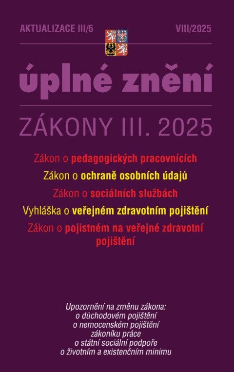 Aktualizace III6 2025 Zákon o pedagogických pracovnících