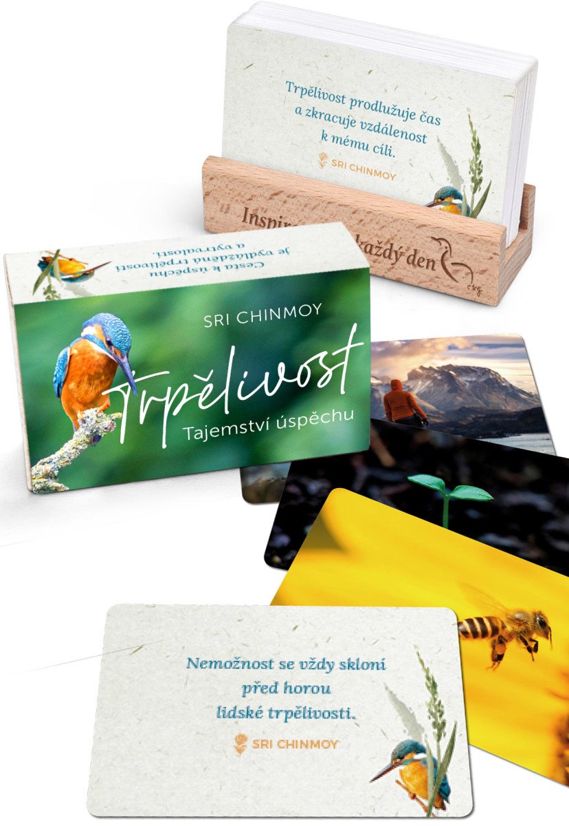 Trpělivost - Tajemství úspěchu - karty s dřevěným stojánkem – Chinmoy Sri