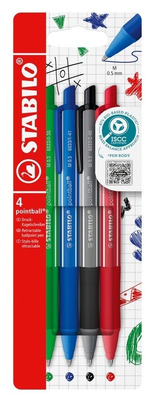 Kuličkové pero STABILO pointball colorful - sada 4 ks