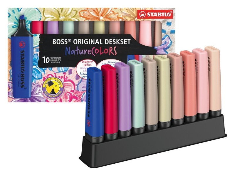 Zvýrazňovač STABILO BOSS ORIGINAL NatureCOLORS Wildflower - deskset 10 ks