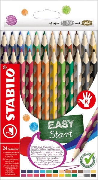 Ergonomické pastelky pro praváky STABILO EASYcolors - sada 24 ks