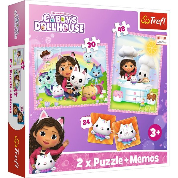 Sada 3v1 Gábinin kouzelný domek (2x puzzle + pexeso)