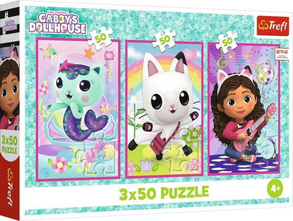 Puzzle Gábinin kouzelný domek: Setkání s Gabby a kočkami 3x50 dílků
