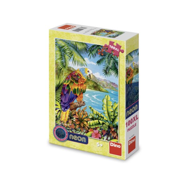 Puzzle neon Papoušek v džungli 100 XL dílků