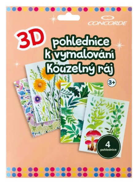 3D pohlednice k vymalování Kouzelný ráj