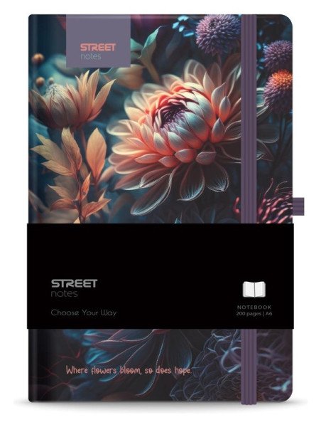 Blok B5, 100l, 80g, linkovaný - Flowers Blossom s gumou