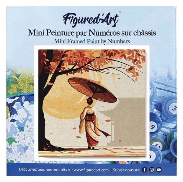 Mini malování podle čísel - Gejša Na Procházce 20x20cm na rámu