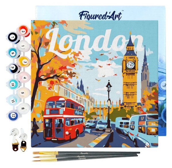 Mini malování podle čísel - Travel poster London 20x20cm na rámu