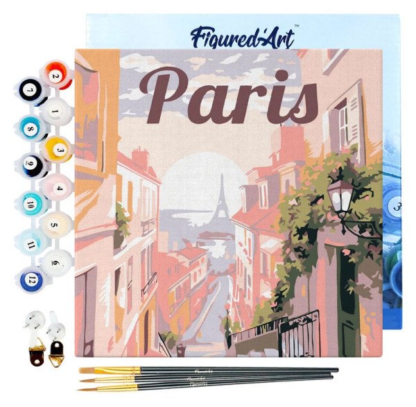 Mini malování podle čísel - Travel Poster Paris 20x20cm na rámu