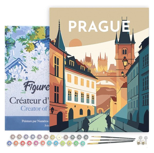 Malování podle čísel - Vintage Praha na rámu 40x50cm