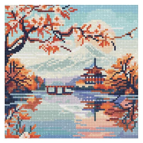 Mini diamantové malování - Fuji Nad Jezerem bez rámu 25x25cm