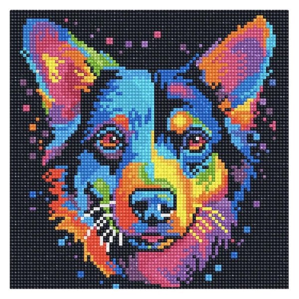 Mini diamantové malování - Barevný Pes Pop Art 25x25cm bez rámu