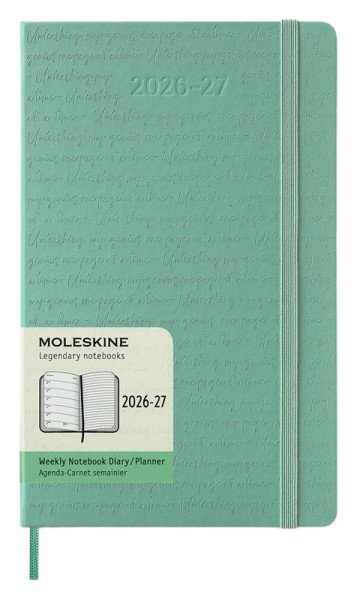 18měsíční diář Moleskine Colored Patterned 2026-27 - tvrdé desky, L, týdenní, světle zelený