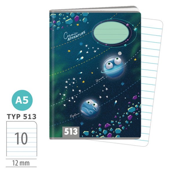 Školní sešit A5, 10 listů, typ 513 Cosmic adventure