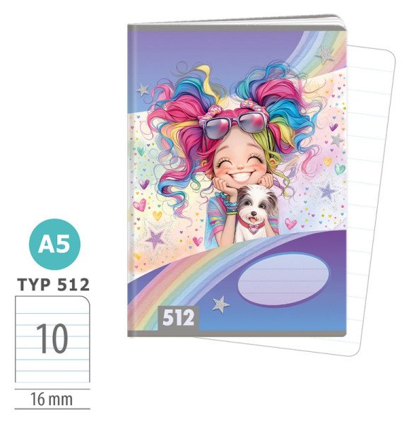 Školní sešit A5, 10 listů, typ 512 Rainbow Ella