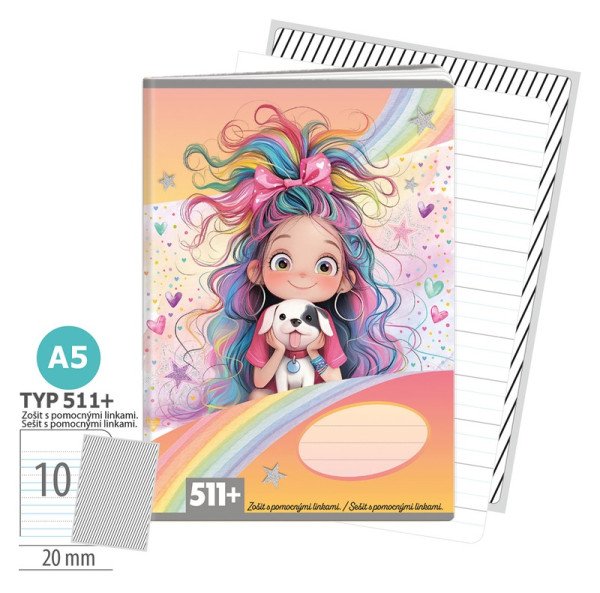 Školní sešit A5, 10 listů, typ 511+ Rainbow Ella