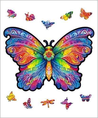 Dřevěné puzzle - Duhový Motýl