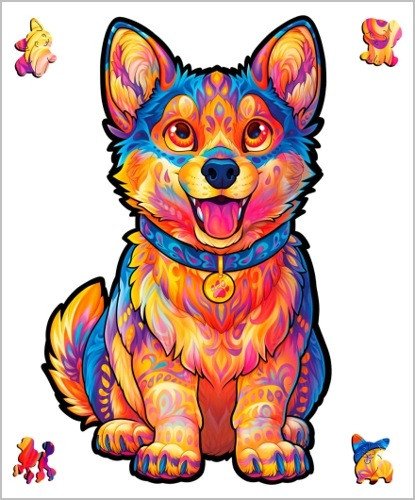 Dřevěné puzzle - Šťastné štěně