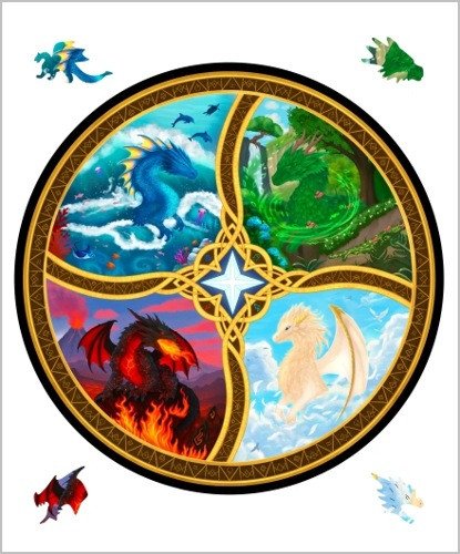 Dřevěné puzzle - Draci čtyř živlů
