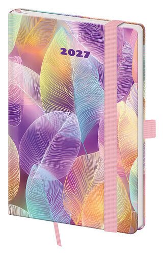 Diář 2027 týdenní kapesní Vario - Feathers s gumičkou
