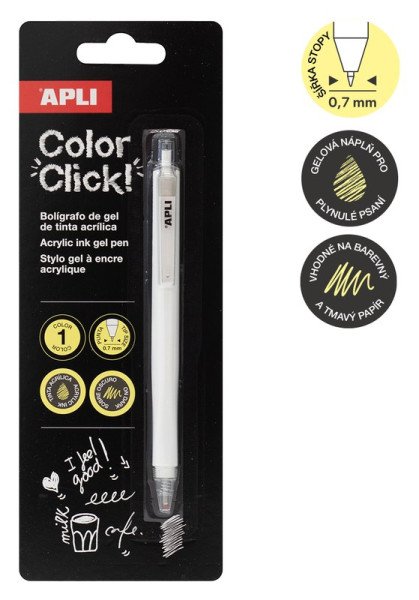 Gelový roller Color Click balený v blisteru, 1ks - bílý