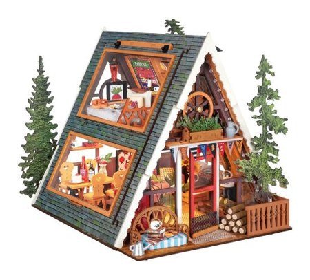 3D dřevěná skládačka Miniatura domečku Útulná lesní chata