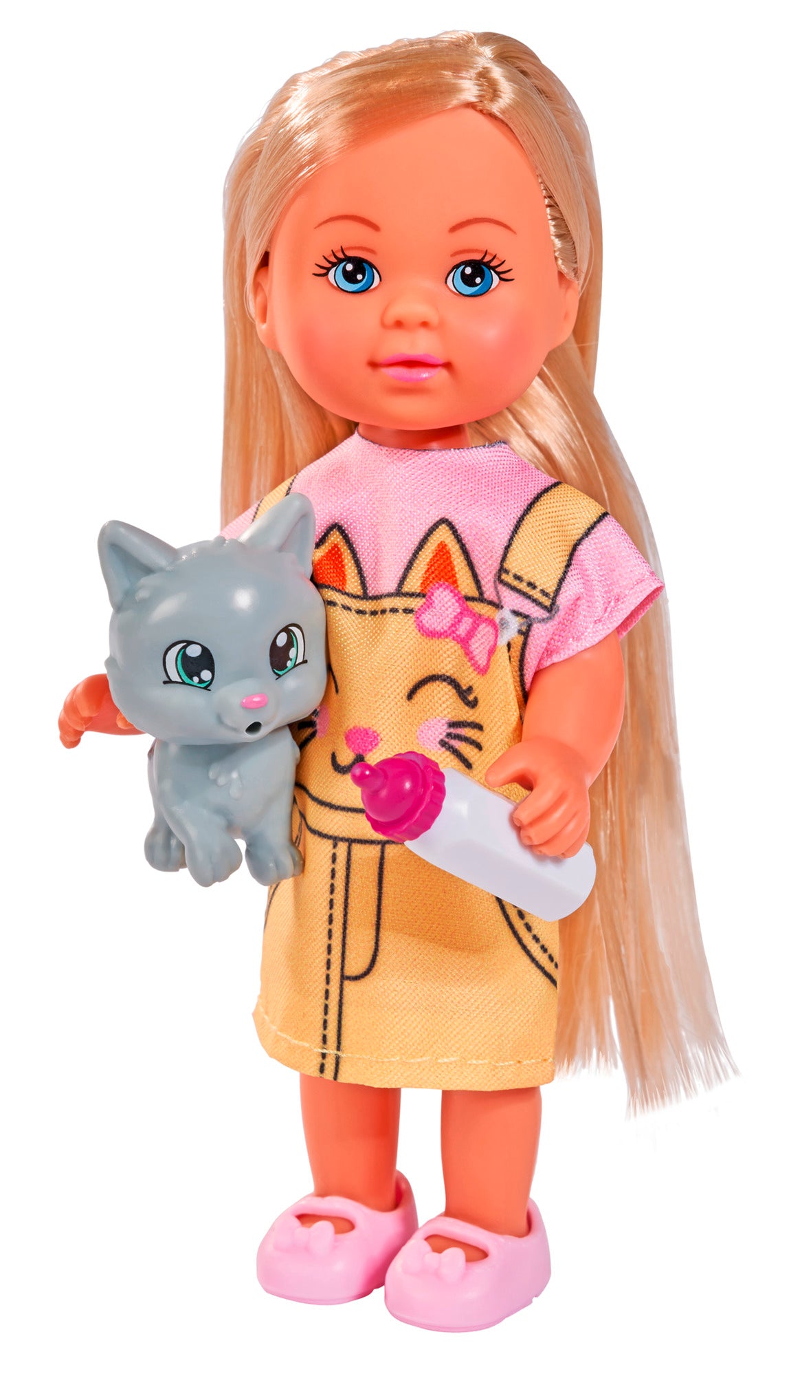 Evi Doll in Kitty Dress with Cat and Bottle