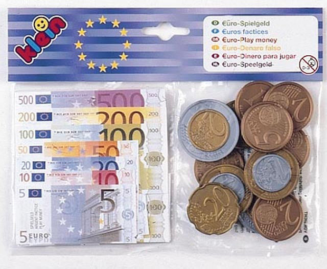 Euro banknotes and coins pretend play set