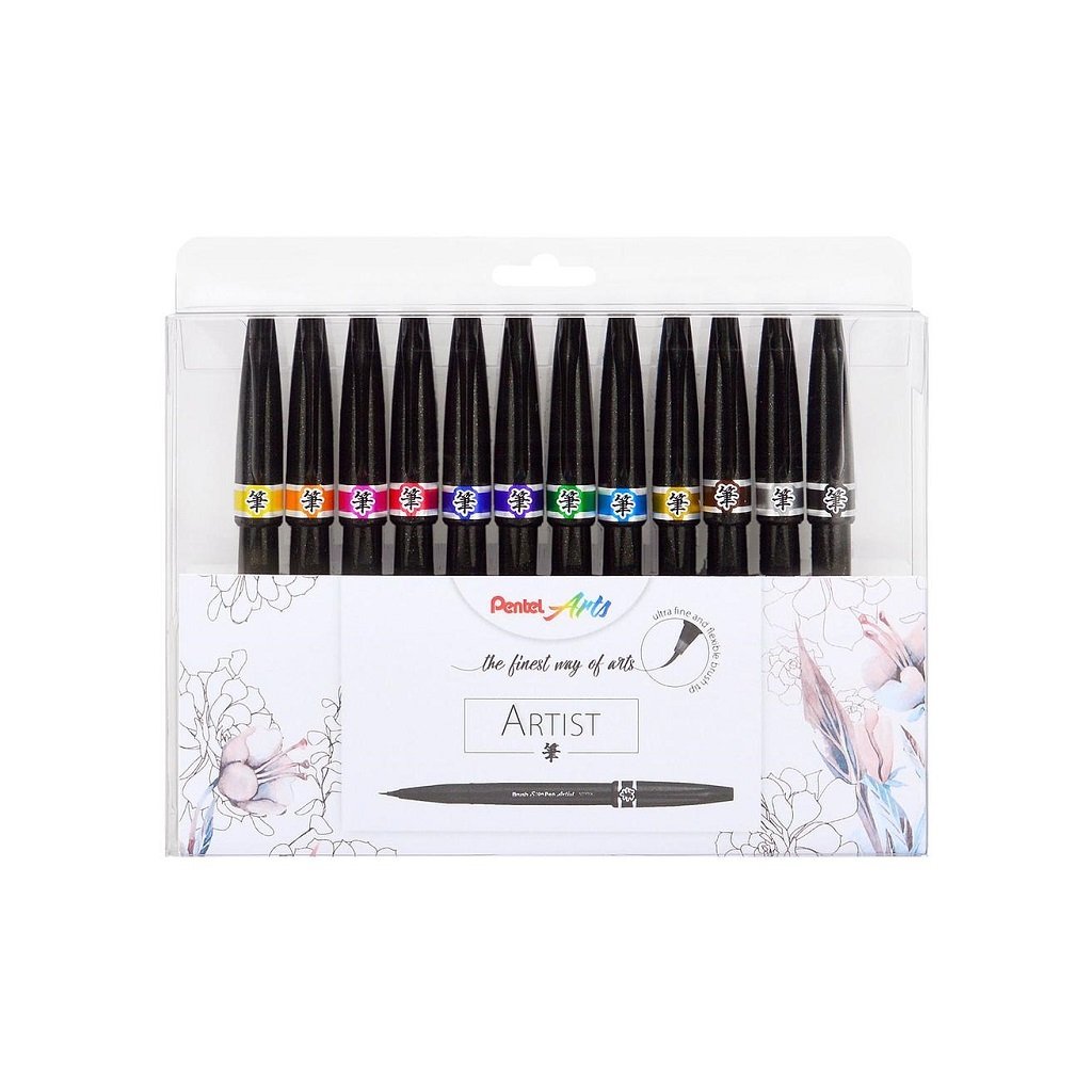 Popisovač Pentel Artist Brush - Arts 12 ks, sada