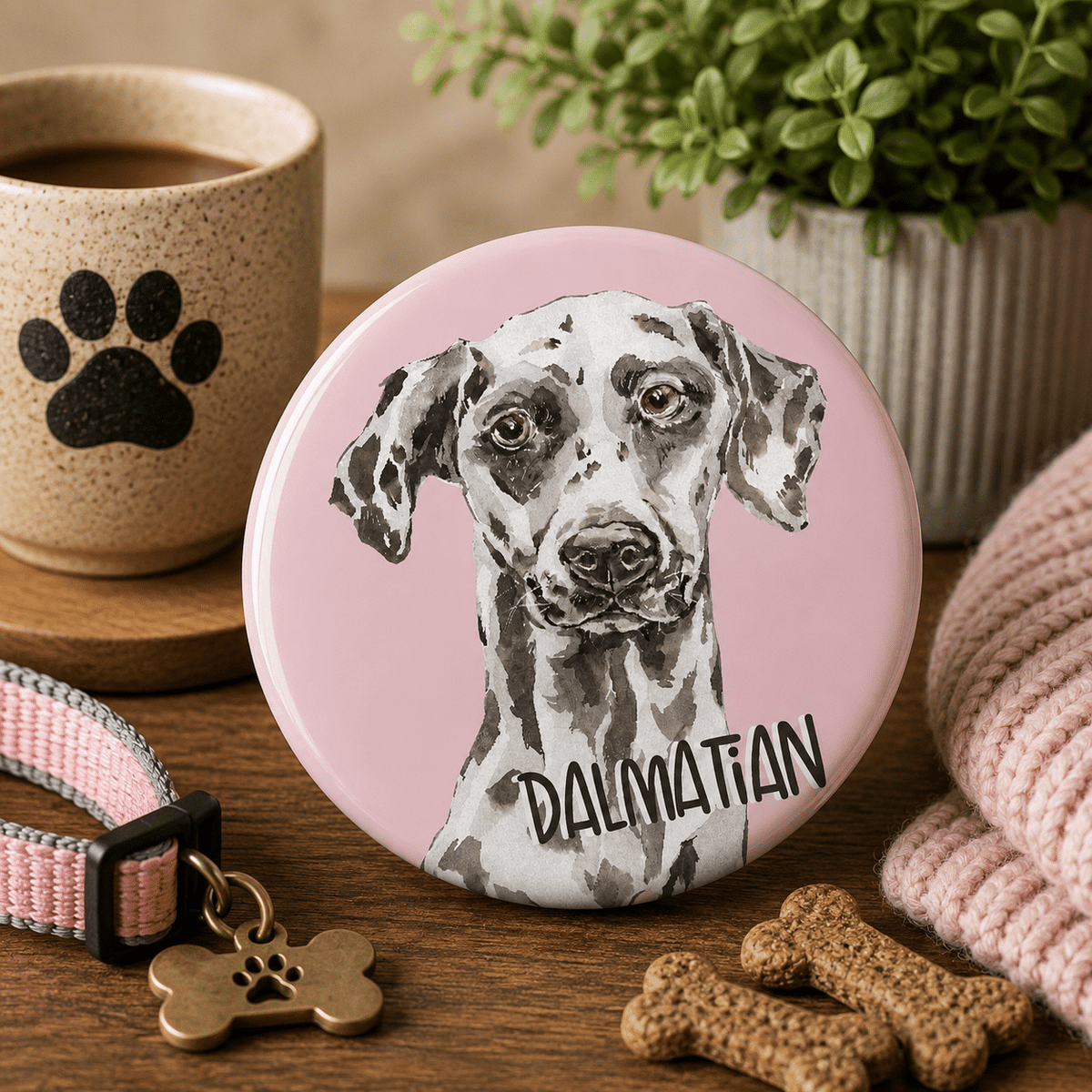 Dalmatian Button Pin, 44 mm