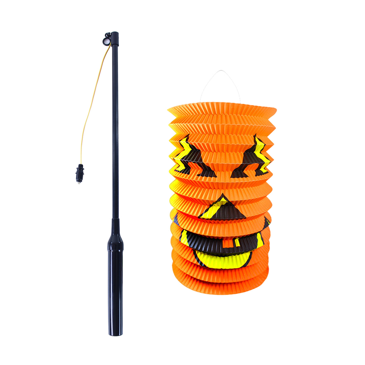 Halloween pumpkin lantern 15 cm with 40 cm light-up wand