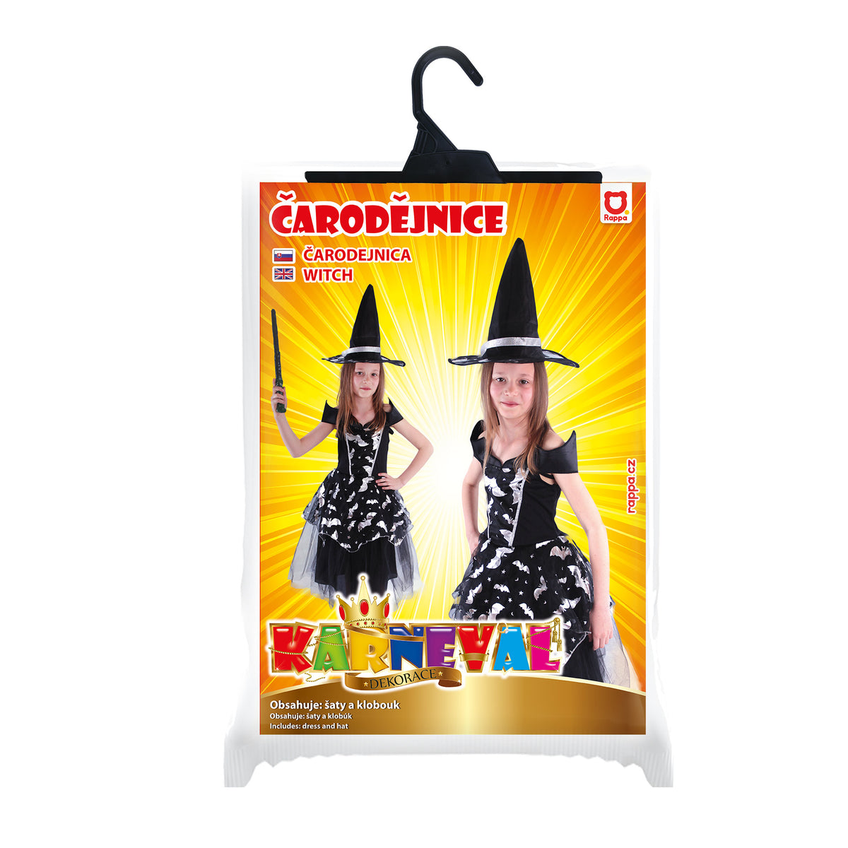 Children's witch costume with bat motifs, size S