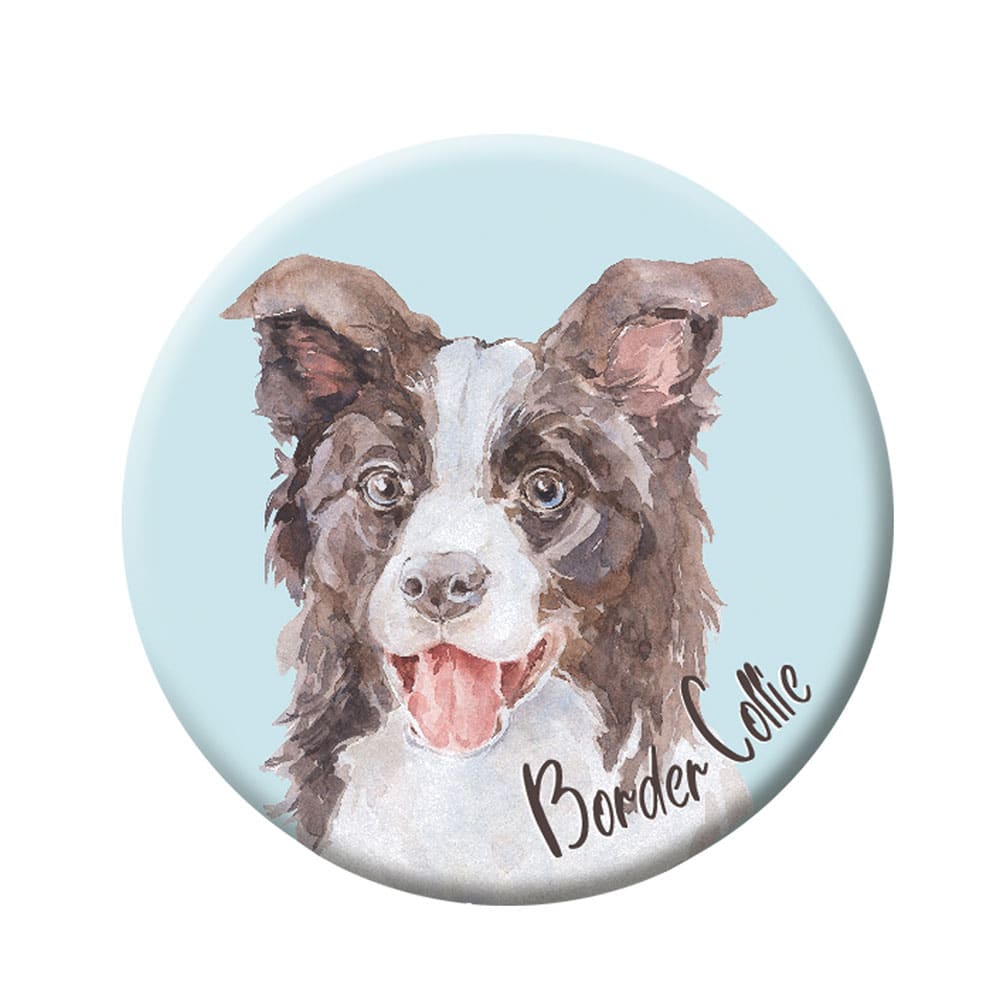 Border Collie Pin-Back Button, 44 mm