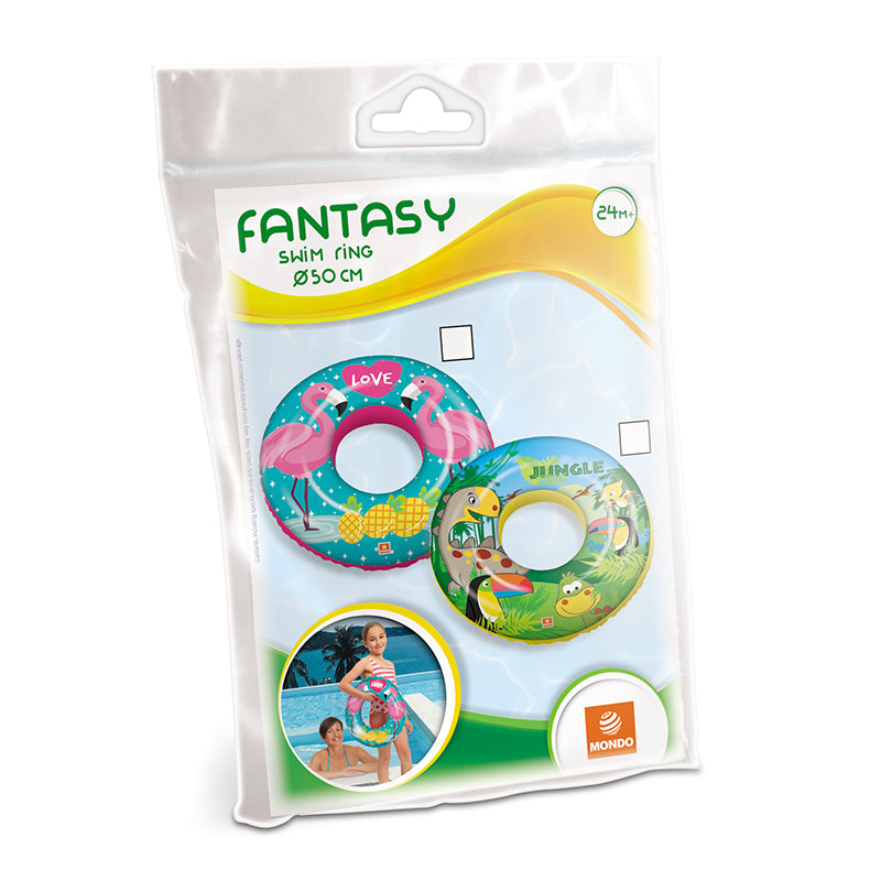 Inflatable flamingo and jungle swim ring 50 cm