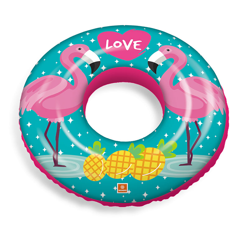 Inflatable flamingo and jungle swim ring 50 cm