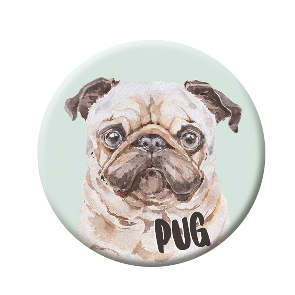 Pug Dog Pin Badge with Safety Pin