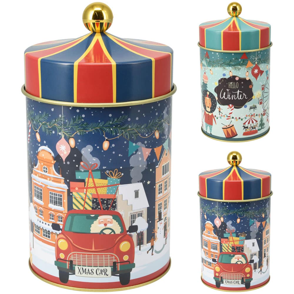 Winter Circus Tent Tin Box