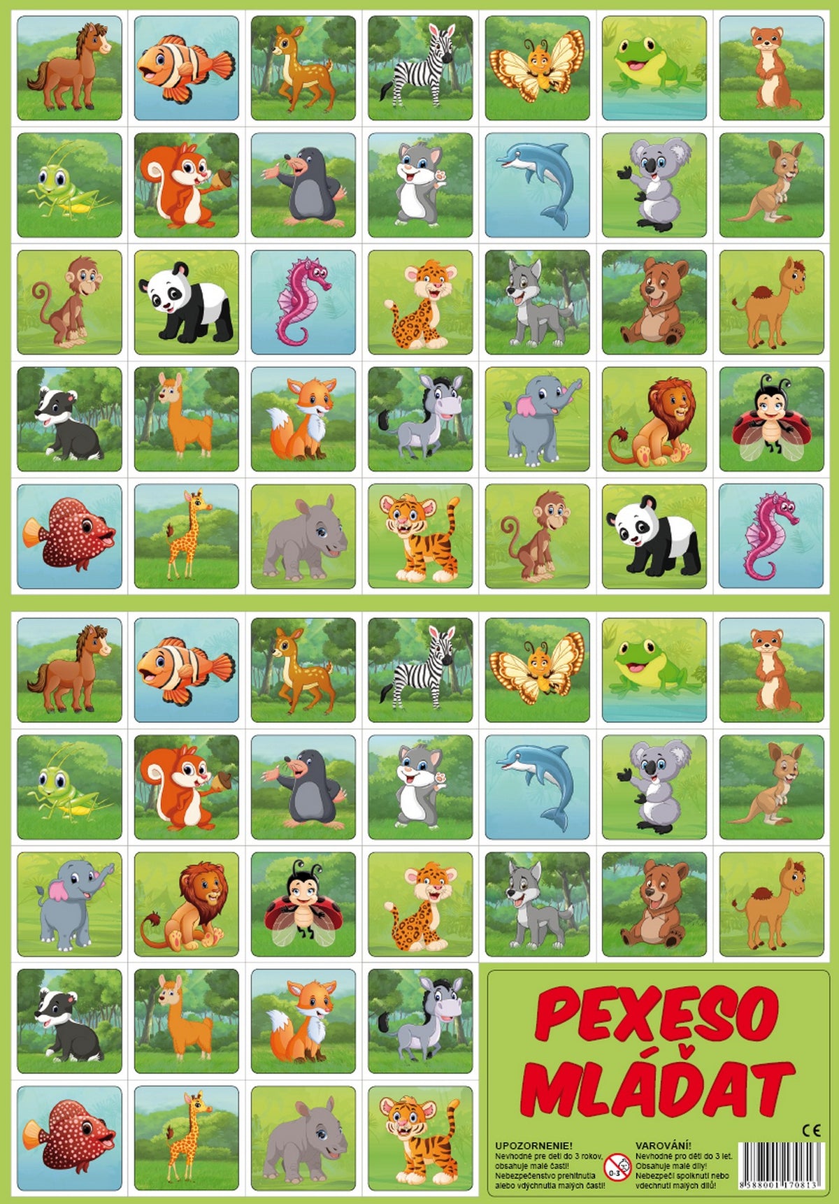 Baby Animals Memory Game 32 Pairs / Pexeso