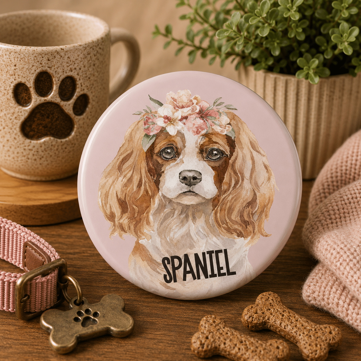 Spaniel Pin-Back Button, 44 mm